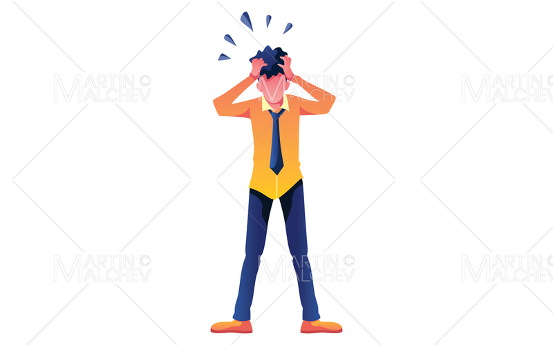 Homme choqué sur blanc Vector Illustration - Caractéristiques de l’image 1