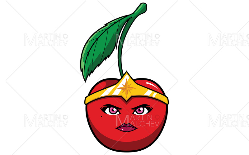 Körsbär superhjälte maskot vektorillustration - Features Image 1