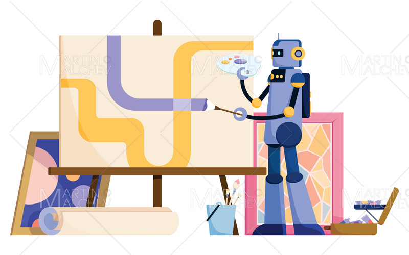 Artificiell intelligens ritning vektorillustration - Features Image 1