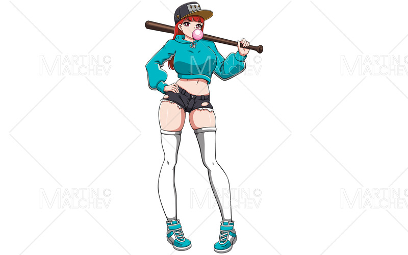 Anime Bat Girl on White Vector Illustration - Features Image 1