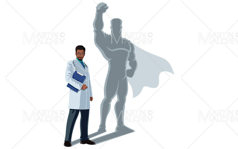 Indisk doktor Superhero Shadow Vector Illustration. - Features Image 1