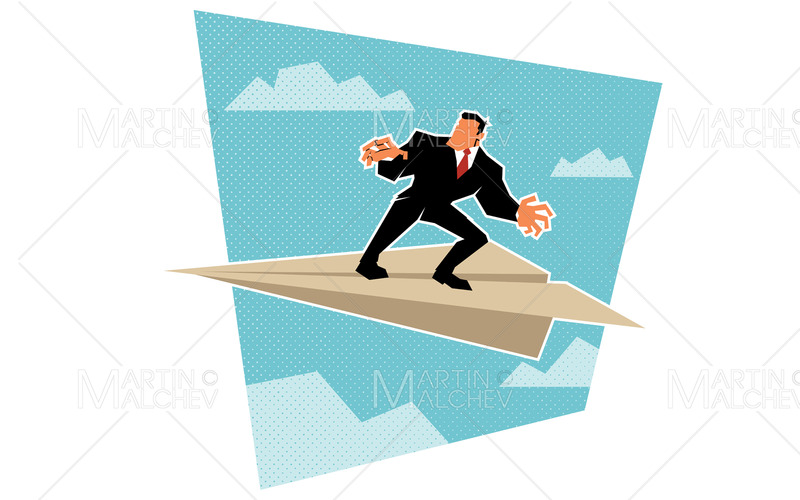 Affärsman rider pappersplan vektorillustration - Features Image 1