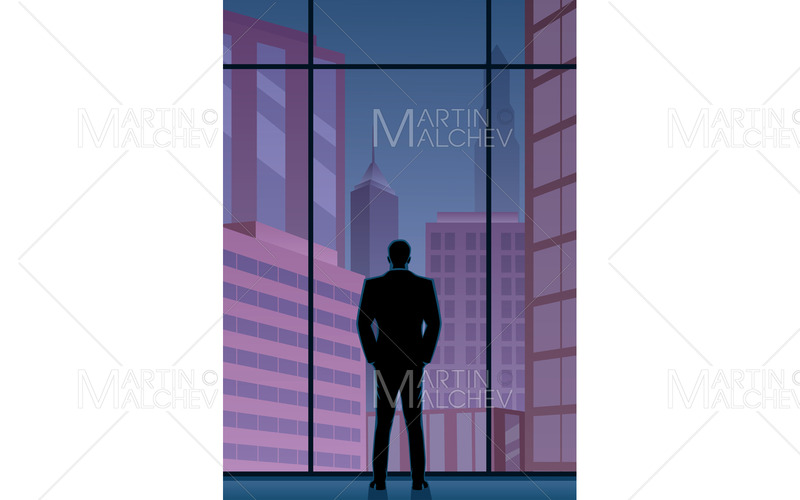 Affärsman tittar på staden vertikal vektorillustration - Features Image 1