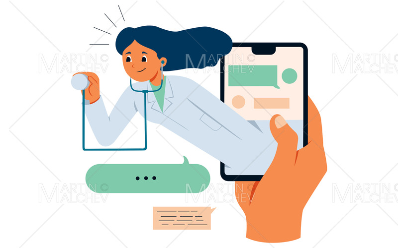 Ilustracja wektorowa badania lekarskiego online - Obraz funkcji 1