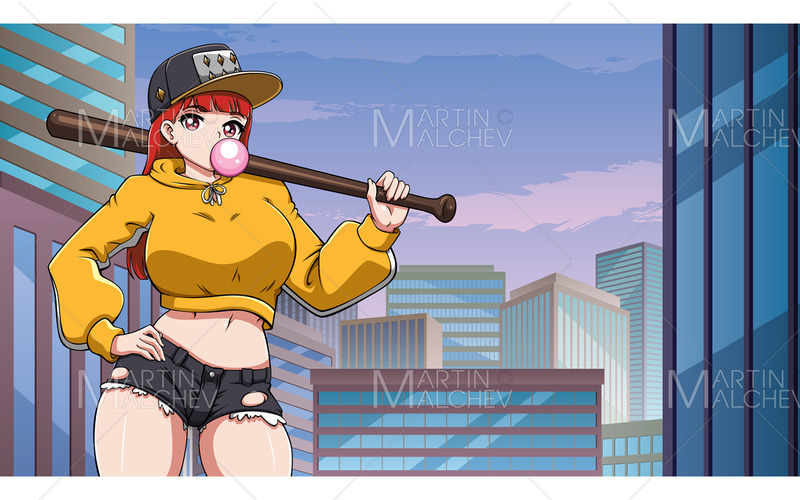 Anime Bat Girl Vector Illustration - Features Image 1