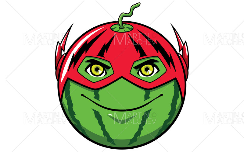 Vattenmelon superhjälte maskot vektorillustration - Features Image 1