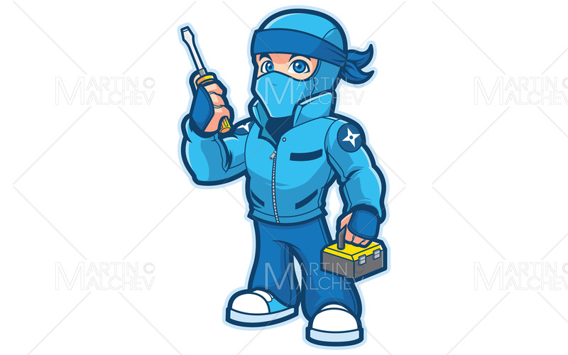 Ninja Repairman Maskottchen Illustration - Eigenschaften Bild 1
