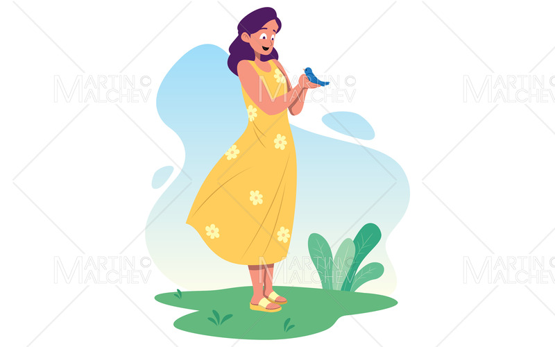 Bird in Hand Vector Illustration - Features Image 1