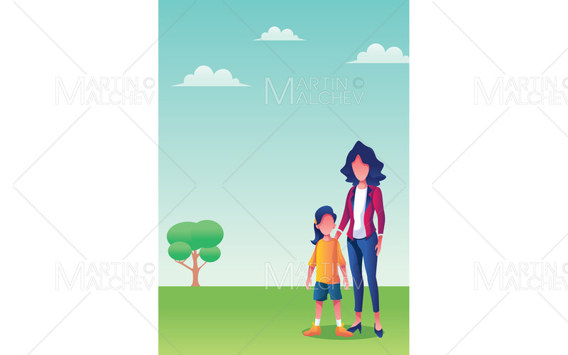 Mor och dotter bakgrund vektor illustration - Features Image 1