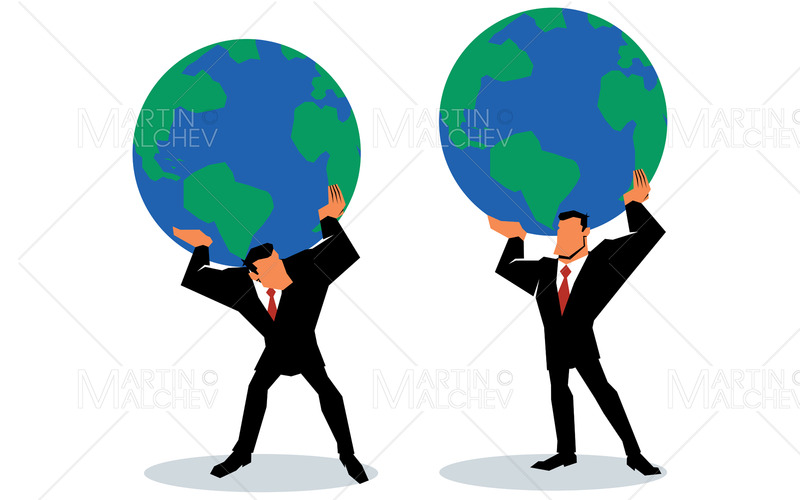 Businessman Lifting Planet Earth Vector Illustration - Features Image 1