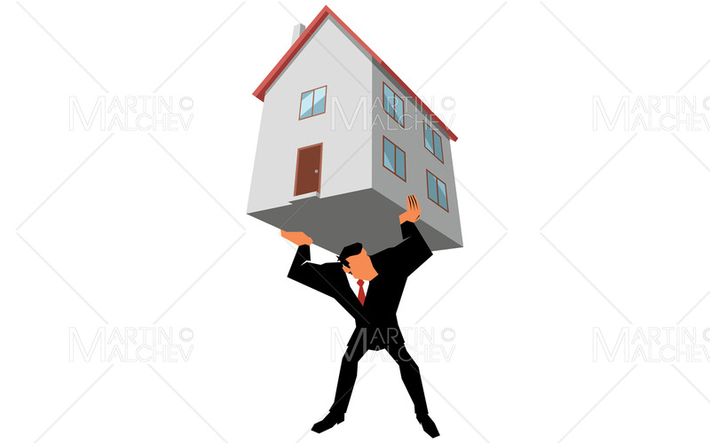 Affärsman fastigheter inteckning börda vektorillustration - Features Image 1