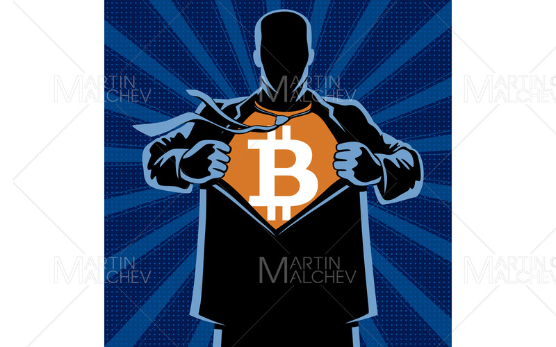 Bitcoin Superhero sotto copertura Vector Illustration - Caratteristiche Immagine 1