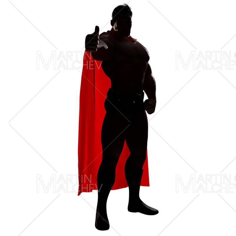Supereroe che approva il rendering 3D di silhouette bianca - Caratteristiche Immagine 1