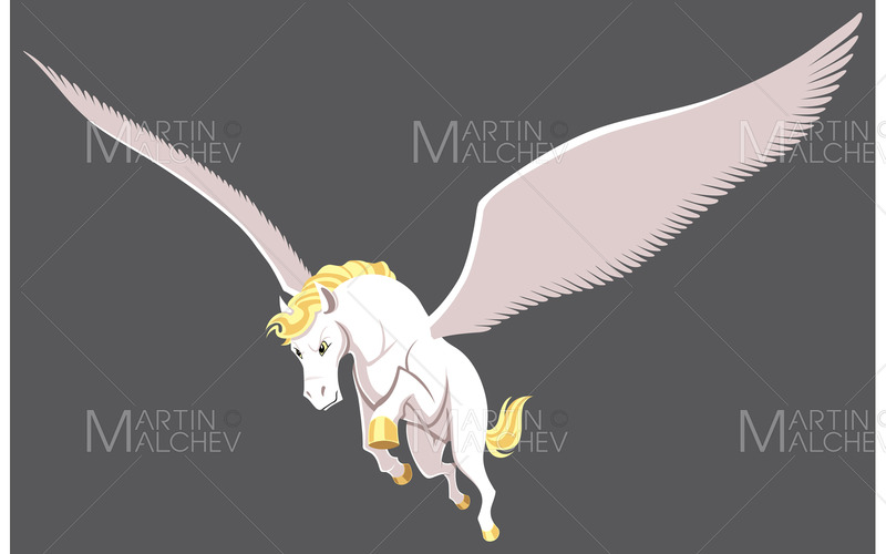 Pegasus Flying Isolerad Vektorillustration - Features Image 1