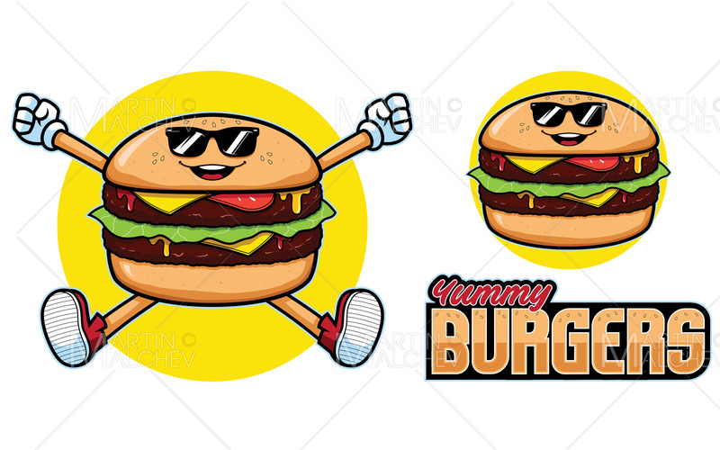 Yummy Burgers Mascot Vector Illustration - Features Image 1