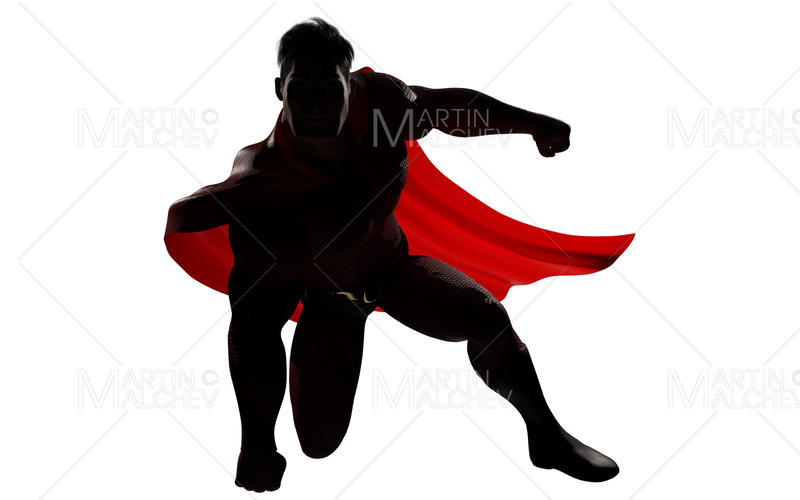 Superhero Landing on White Silhouette 3D Render - Features Image 1
