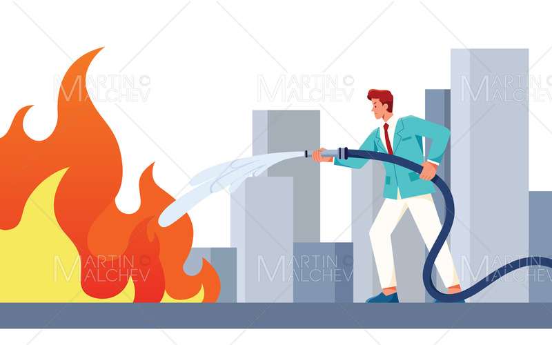 Affärsman släcka brand vektorillustration - Features Image 1