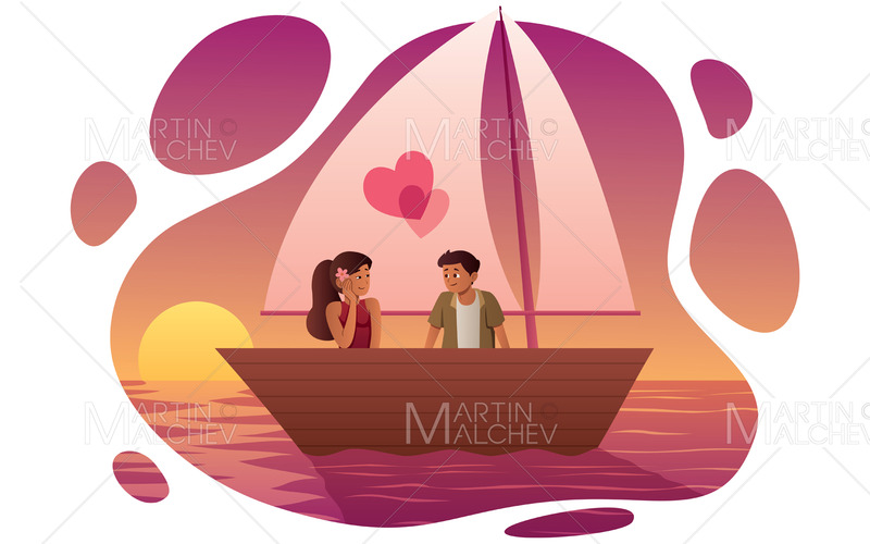 Love Boat su White Vector Illustration - Caratteristiche Immagine 1