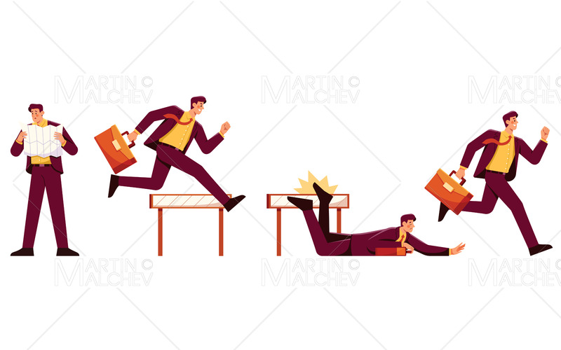 Affärsman kör hoppa hoppa fallande söker vektorillustration - Features Image 1