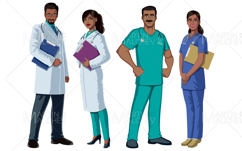 Indian Health Care Workers on White Vector Illustration. - Features Image 1