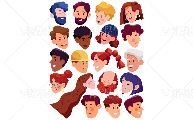 Ilustración de Vector de cabezas de diseño plano - Características Imagen 1