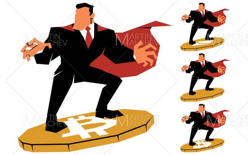 Super affärsman surfar på mynt vektorillustration - Features Image 1