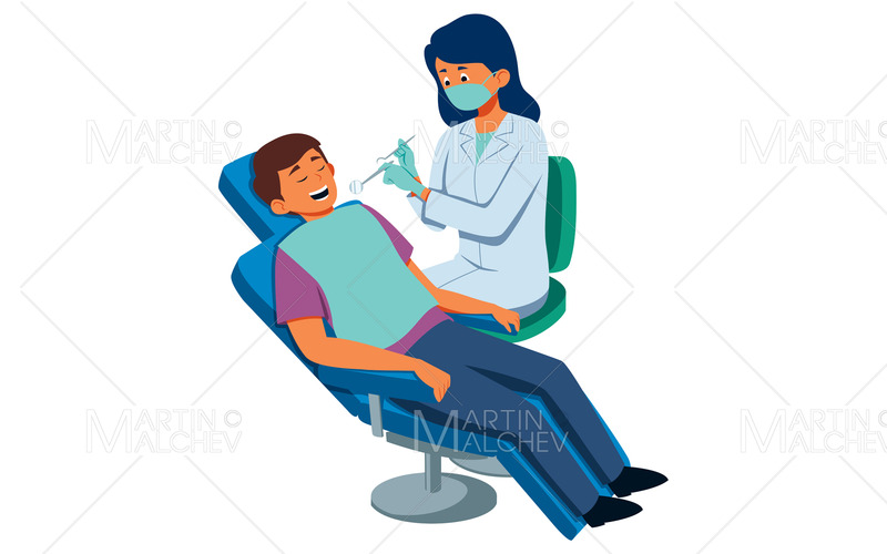 Dentista al lavoro illustrazione vettoriale - Caratteristiche Immagine 1