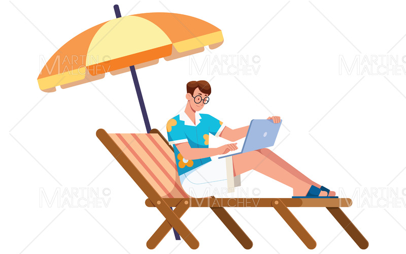 Frilansare på stranden isolerade vektorillustration - Features Image 1