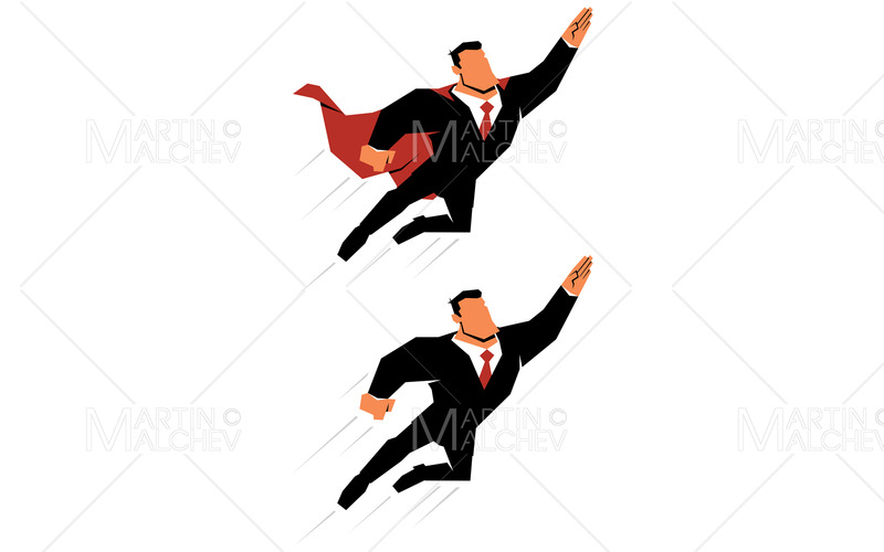 Super affärsman flyger upp på vit vektorillustration - Features Image 1