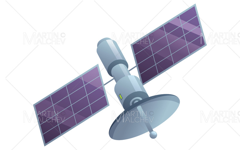 Satellite spaziale su bianco Vector Illustration - Caratteristiche Immagine 1