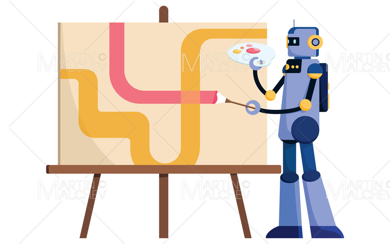 Artificiell intelligens ritning på vit vektorillustration - Features Image 1