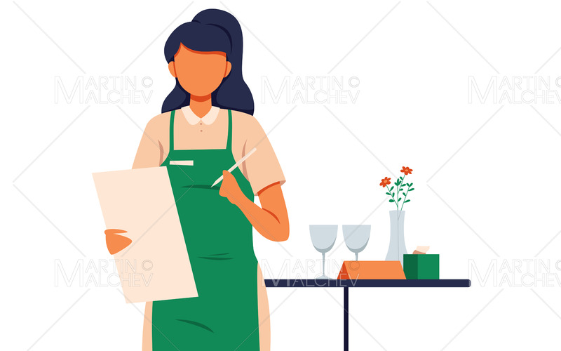 Waitress Taking Order Vector Illustration - Features Image 1