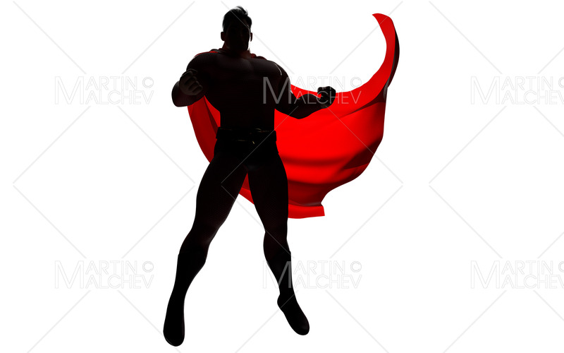 Superheld fliegt nach unten Silhouette 3D Render - Eigenschaften Bild 1