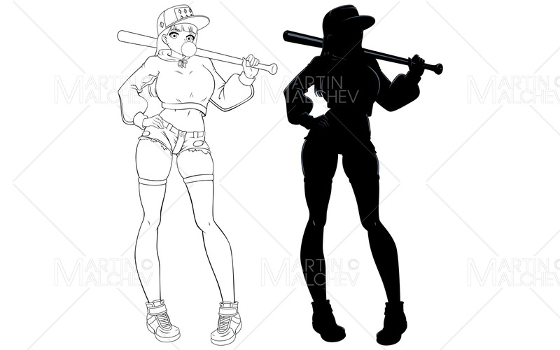 Anime Bat Girl Line Art vektoros illusztráció - Features Image 1