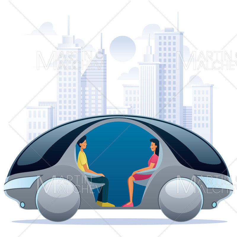 Illustrazione di vettore di progettazione auto autonoma - Caratteristiche Immagine 1