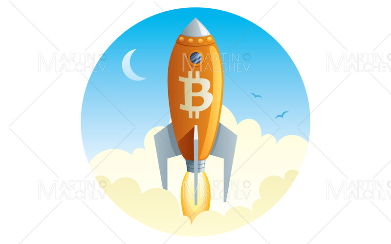 Bitcoin Rocket Launch Vector Illustration - Features Image 1
