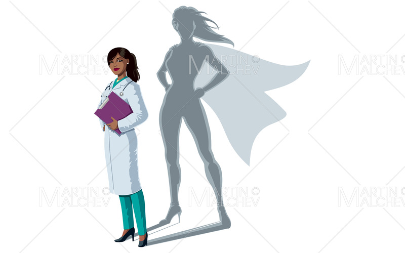 Läkare Superheroine Shadow Vector Illustration. - Features Image 1