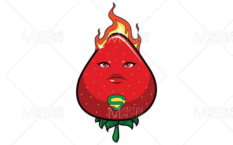 Jordgubbe superhjälte maskot vektorillustration - Features Image 1