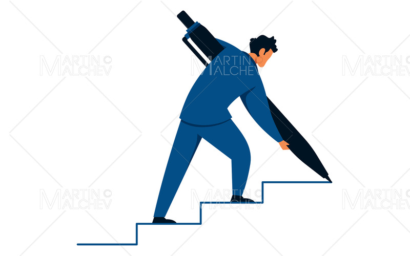 Businessman Creating Stairs Vector Illustration - Features Image 1