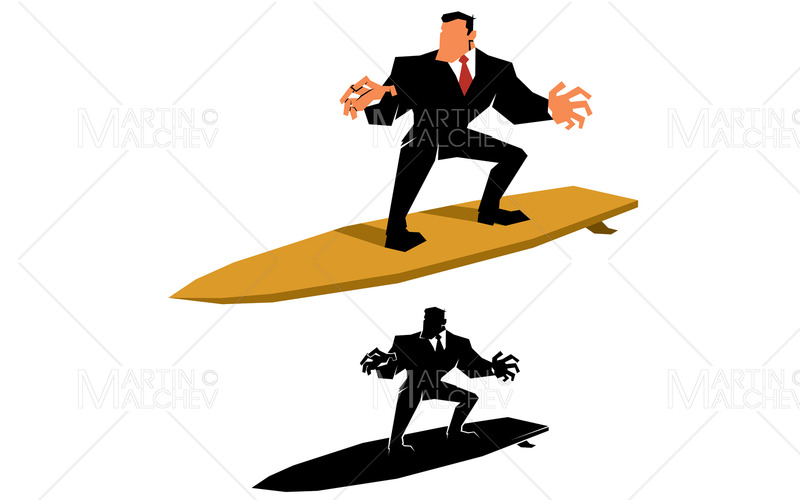 Affärsman som surfar på vit vektorillustration - Features Image 1