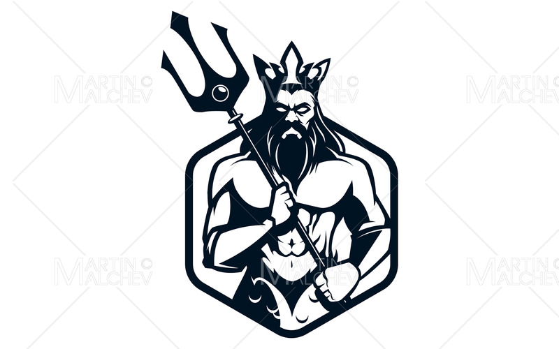 Poseidon gud logotyp illustration - Features Image 1