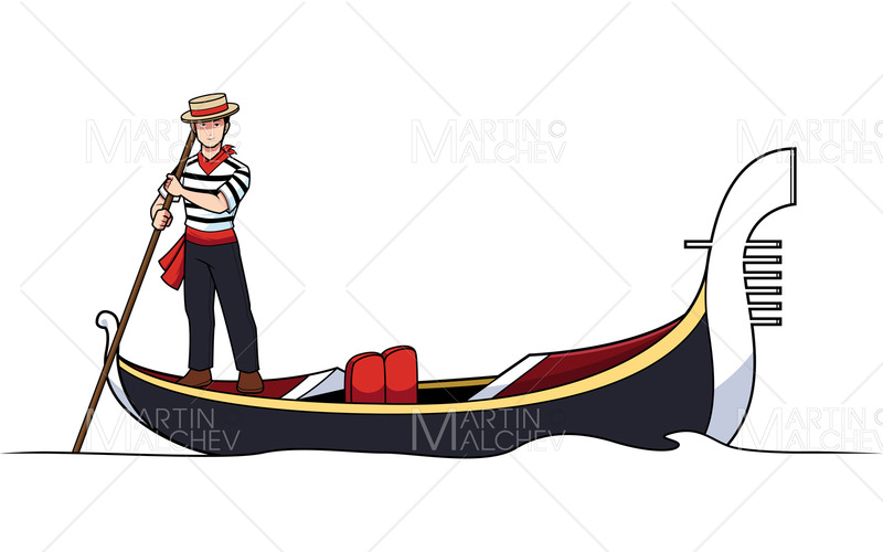 Gondolier na białym tle - Obraz funkcji 1