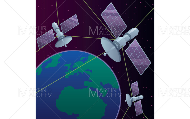Illustrazione della rete satellitare spaziale - Caratteristiche Immagine 1