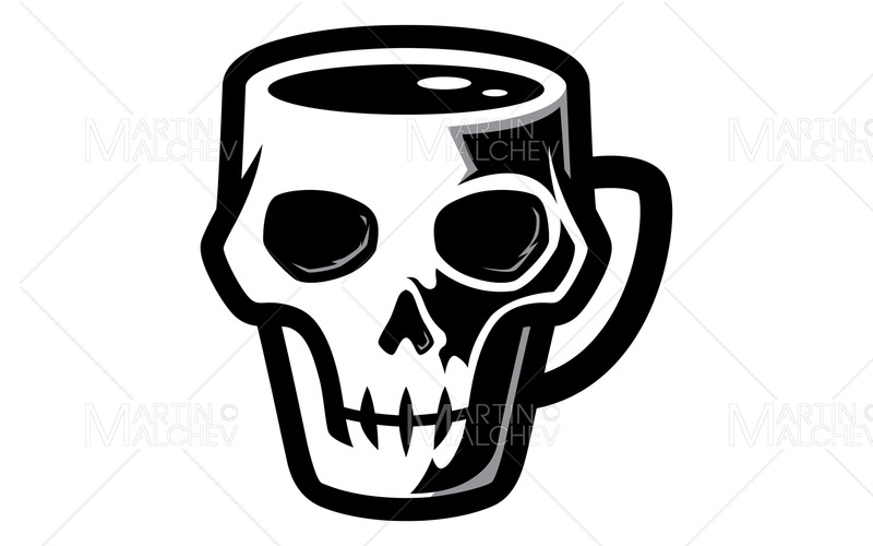 Illustrazione della tazza di caffè del cranio - Caratteristiche Immagine 1