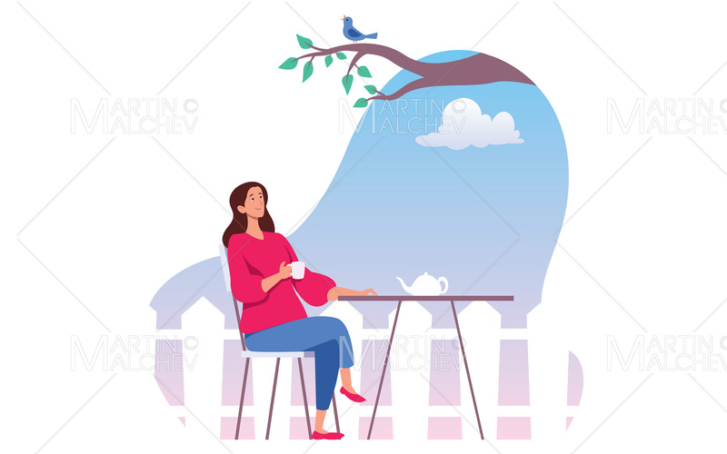 Kontemplation och avkoppling vektorillustration - Features Image 1
