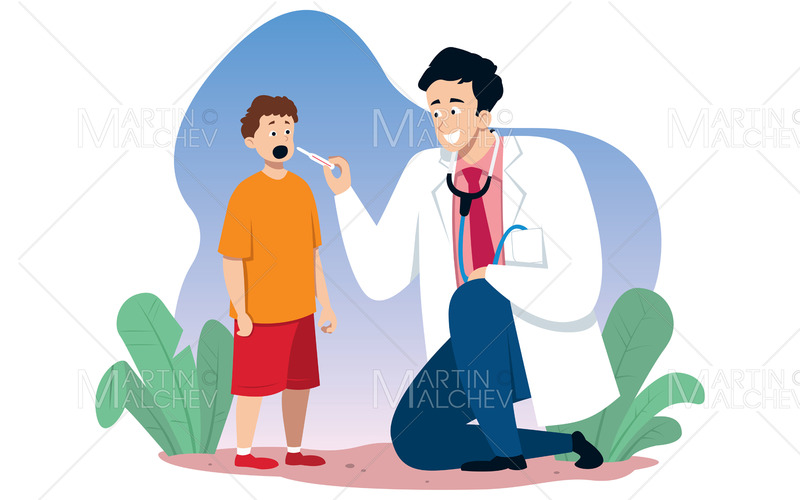 Barnläkare och barnvektorillustration - Features Image 1