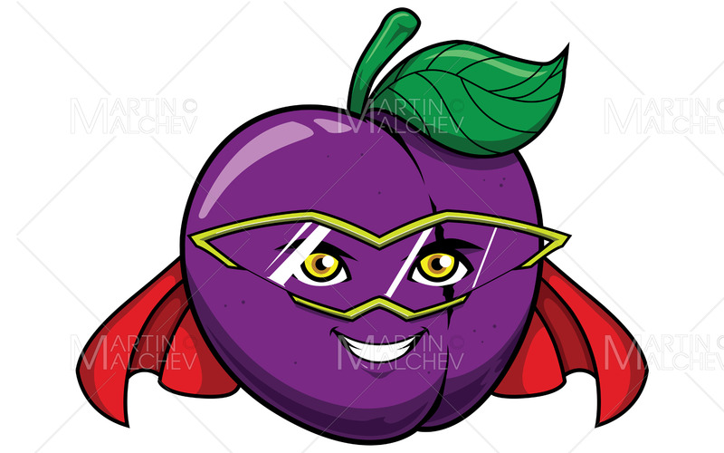 Plommon superhjälte maskot vektorillustration - Features Image 1