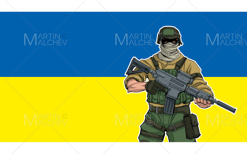 Ukrainsk soldat bakgrund vektorillustration - Features Image 1