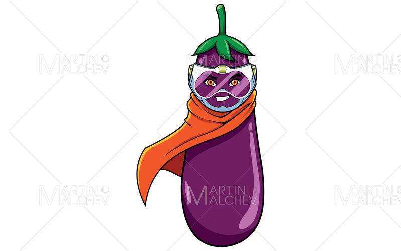 Aubergine superhjälte maskot vektorillustration - Features Image 1