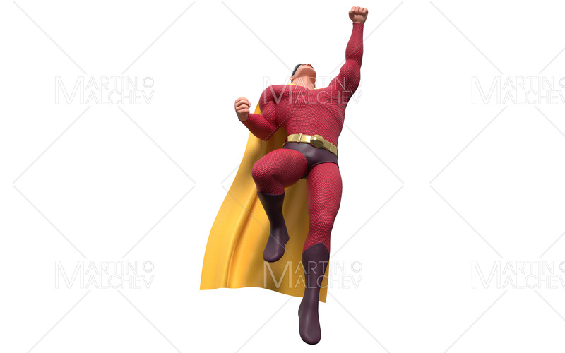 Superhjälte som flyger iväg 3D-rendering - Features Image 1